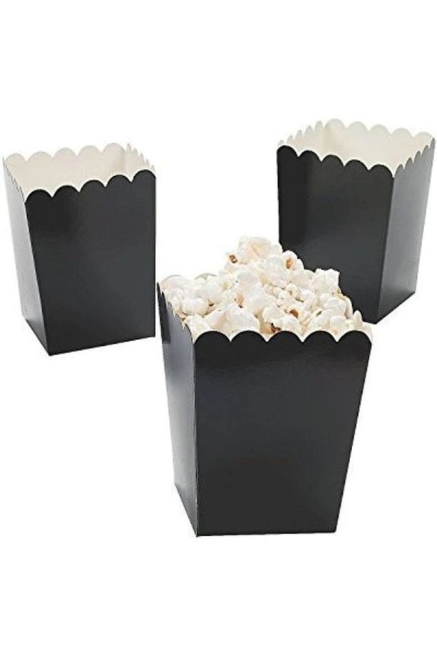 Siyah Mısır Kutusu + Siyah Patlamış Mısır Kutusu + Siyah Popcorn Kutusu 8'li - 1