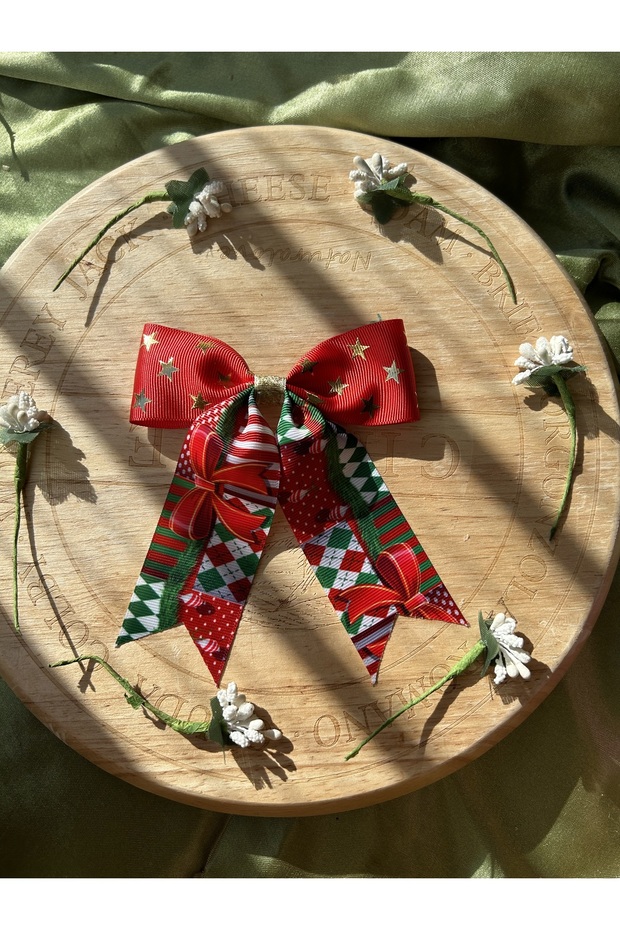 Christmas christmas theme gilded red green ribbon clip buckle