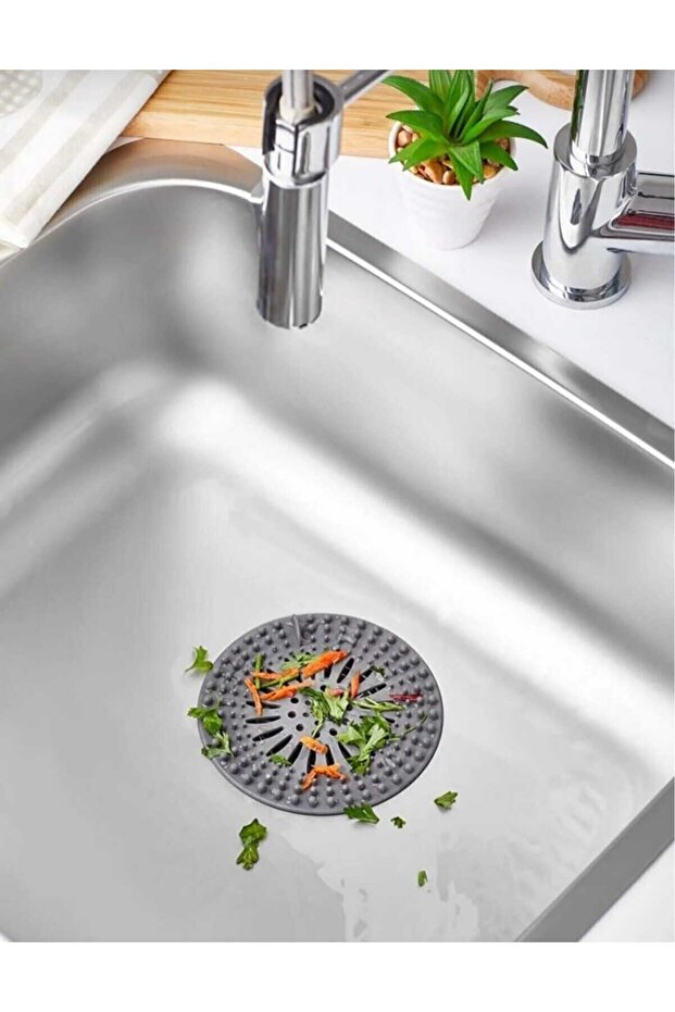 Gray Round Non-Slip Silicone Sink Tub Bathroom Sink Strainer