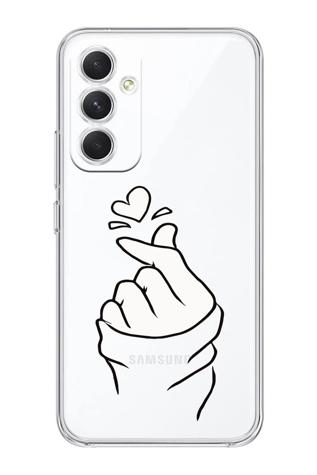 Heart Patterned Transparent Phone Case Compatible with Samsung Galaxy A54