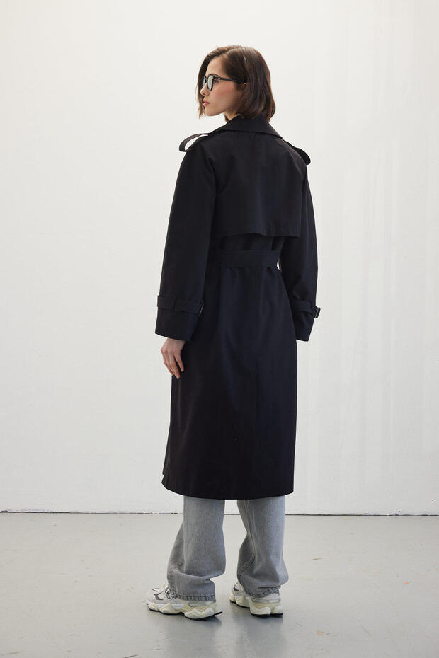 PÁSOVÝ DRESS TRENCH COAT ČERNÝ - 8