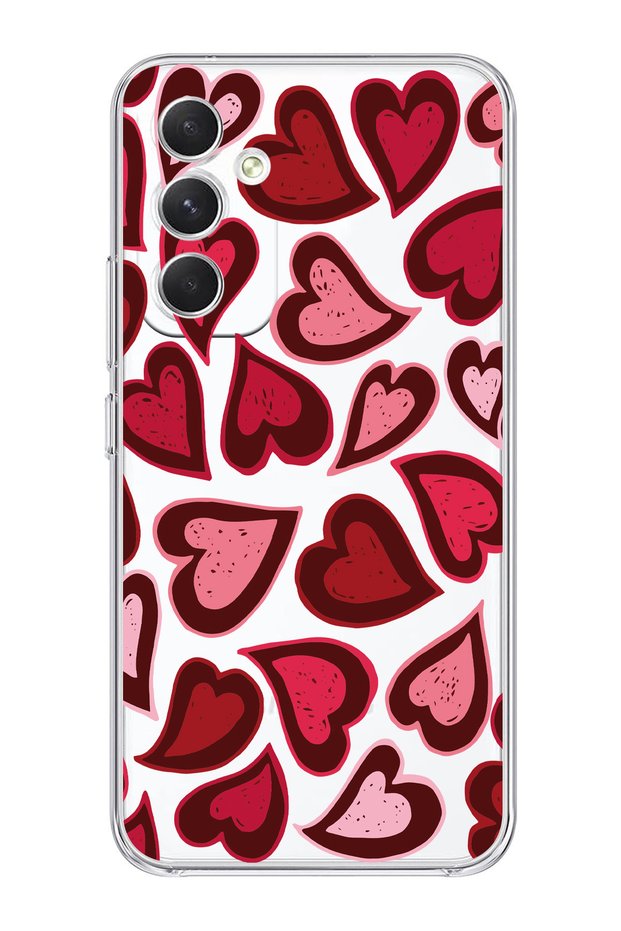 Heart Patterned Transparent Phone Case Compatible with Samsung Galaxy A54