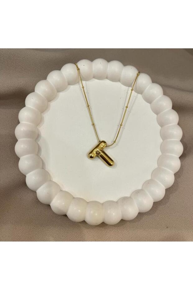 Steel Huge Balloon Letter Necklace