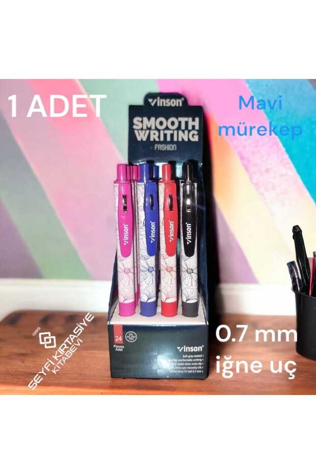 PATTERNED PUSH-ON BLUE COLOR GEL INK NOBLE PEN 1 PIECE