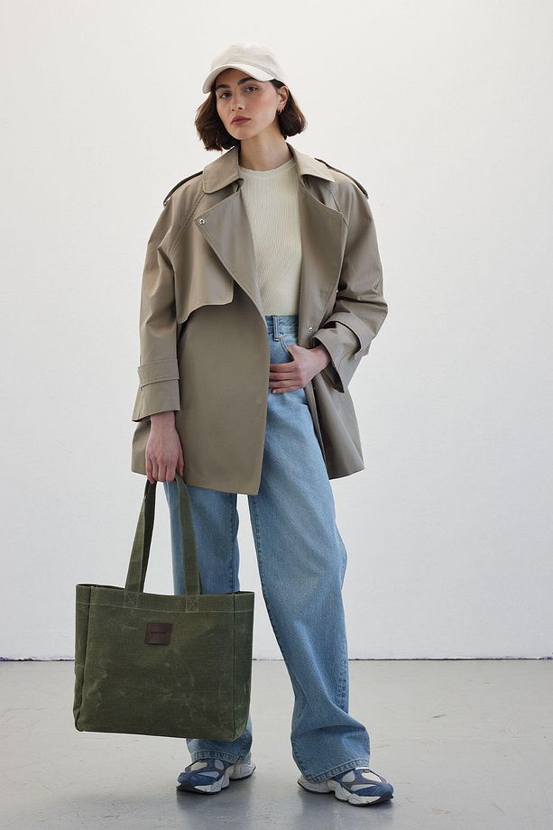 OVERSIZE KISA TRENÇKOT ÇAĞLA - 4