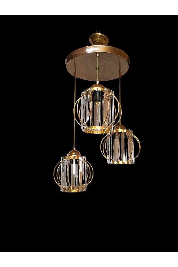 Lüks Bakır-sarı Renkli Kristal Taşlı Salon, Oturma Odası Avize - 3