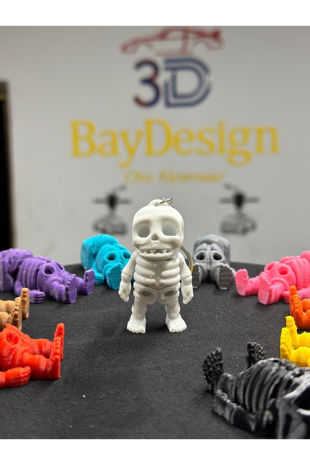 MOVABLE MINI SKELETON KEYCHAIN (white) - 2