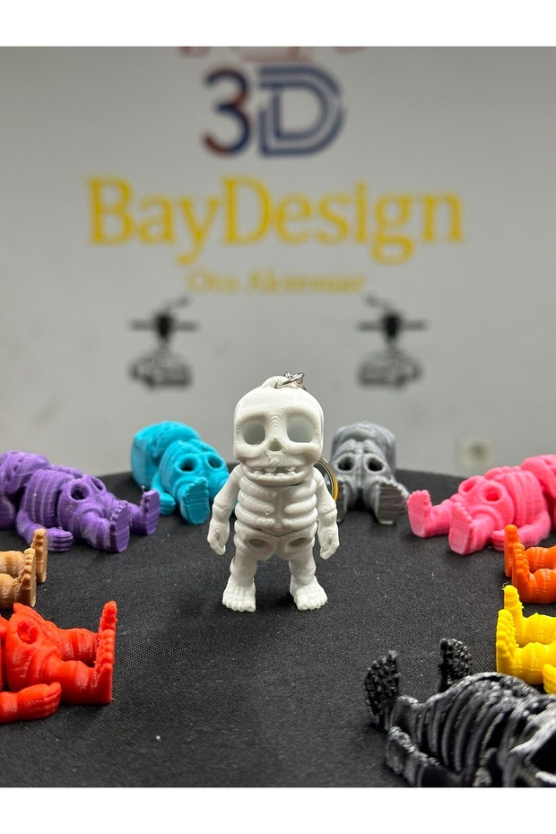 MOVABLE MINI SKELETON KEYCHAIN (white) - 1