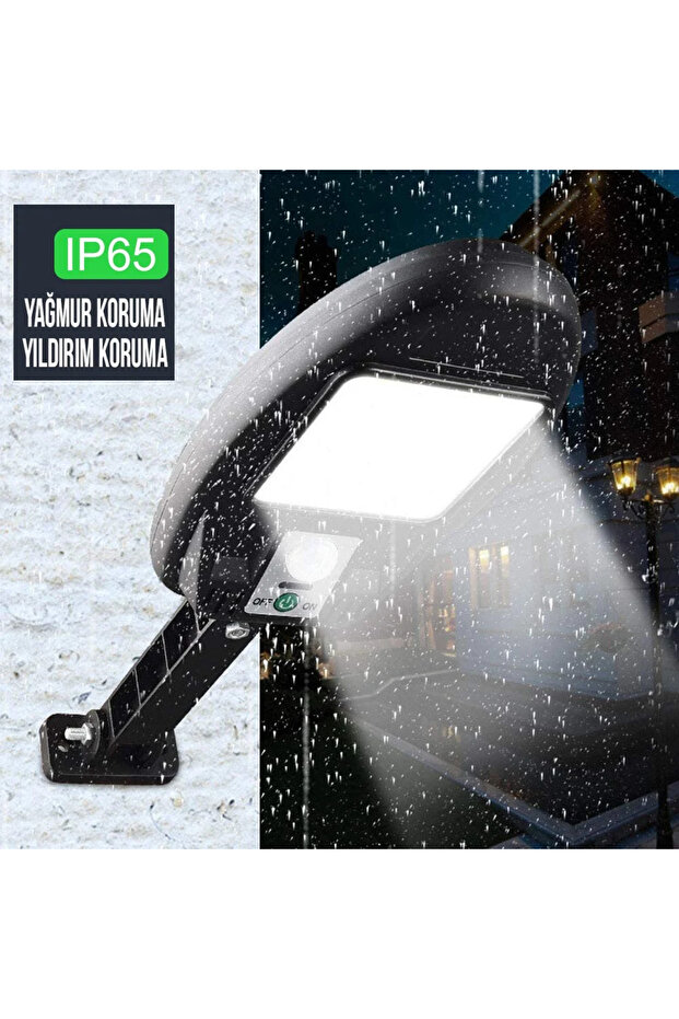 3 Farklı Işık Modlu Sensörlü 48 COB LEDLİ SENSÖRLÜ SOLAR SOKAK LAMBASI SOLAR AYDINLATMA - 1