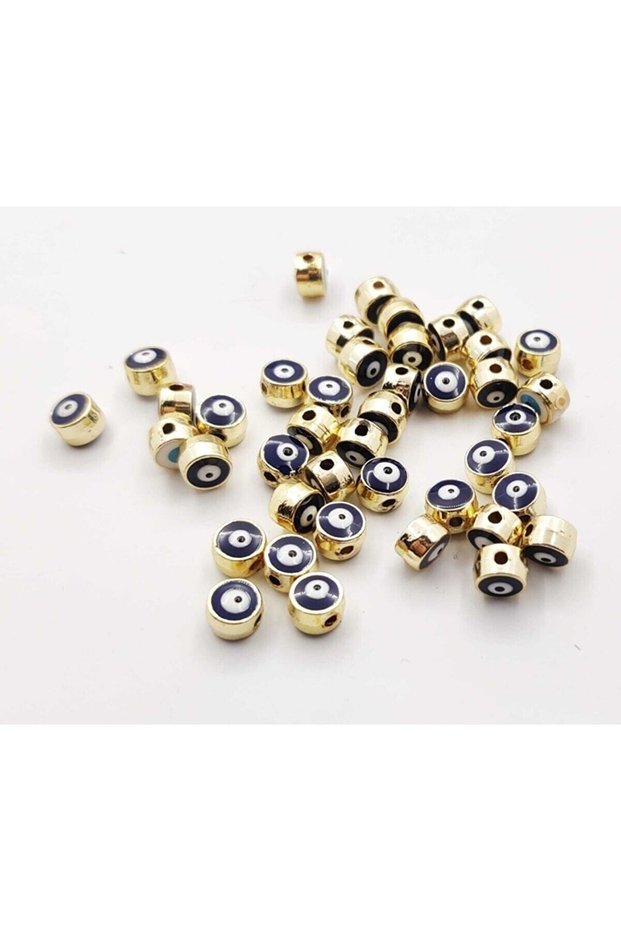20 Pieces Gold Round Blue Eyed Beads Non-Darking Intermediate Apparatus