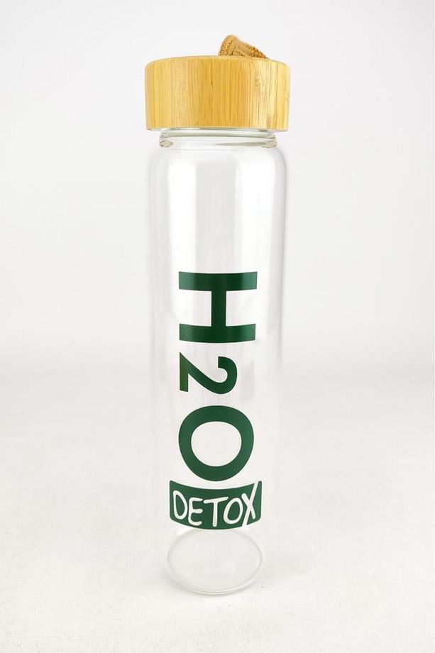 1 L H2o Detox Bambu Kapaklı Cam Matara 1000 ml - H2o75994 C1-1-18 Turuncu Cam - 3