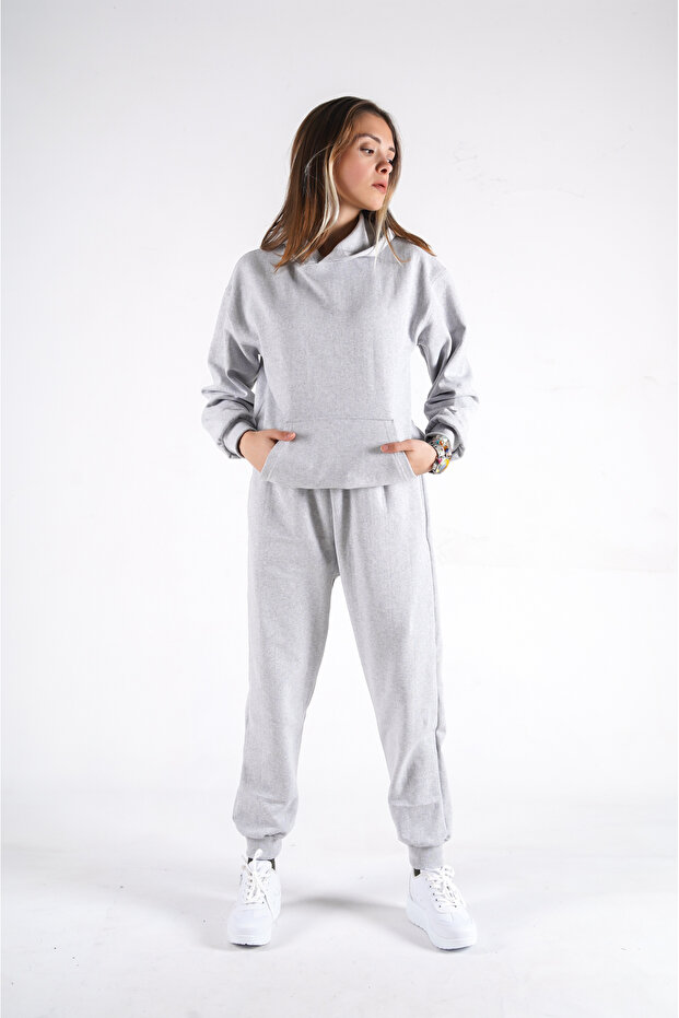 Set de trening oversize simplu cu glugă - 4