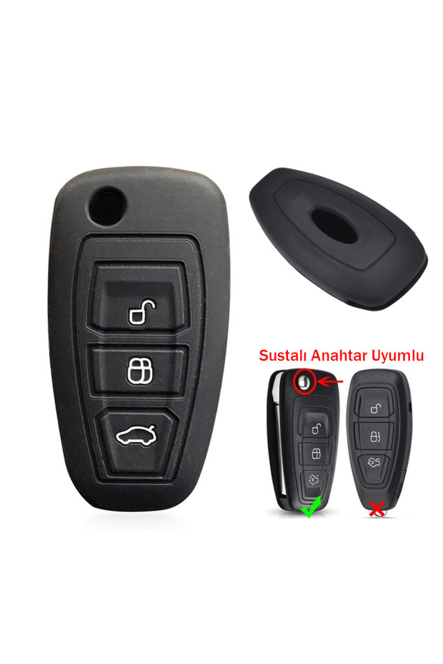 Ford Focus Mondeo Fiesta Kuga Switchblade Key Compatible Silicone Auto Key Remote Control Case Black