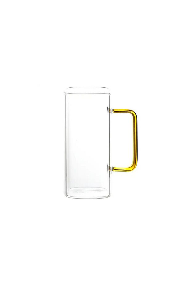 Yeni Nesil Kare Cam Sarı Kulplu Latte,meşrubat,nescafe,süt,su Bardağı 350 ml 3 Adet - 2