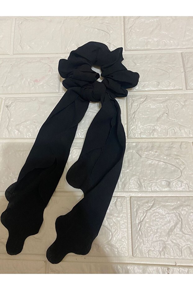 Thin Linen Wavy Cut Tailed Bagel Buckle - Rubber Buckle with Scarf - Scarf Buckle - Mother's Day
