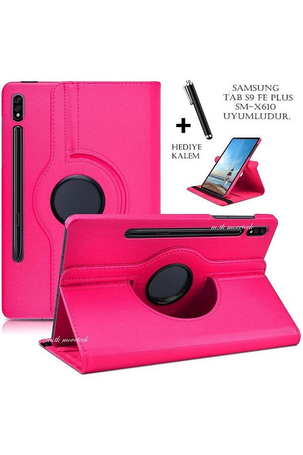 Samsung Galaxy Tab S9 Fe Plus 12.4 inç Sm-X610 Kılıf 360 Dönen Kapaklı Standlı Tablet ve Kalem Set - 1