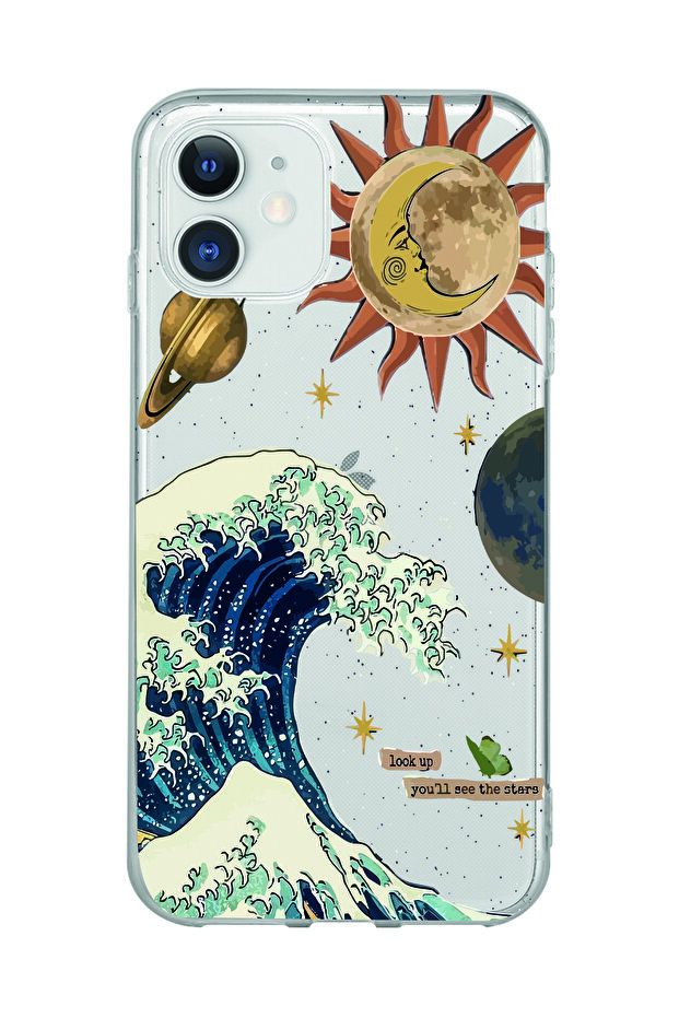 حافظة هاتف شفافة بنمط الشمس والموجة متوافقة مع هاتف Iphone 11 - 1