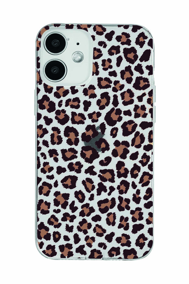 Leopard Pattern Transparent Phone Case Compatible with iPhone 12