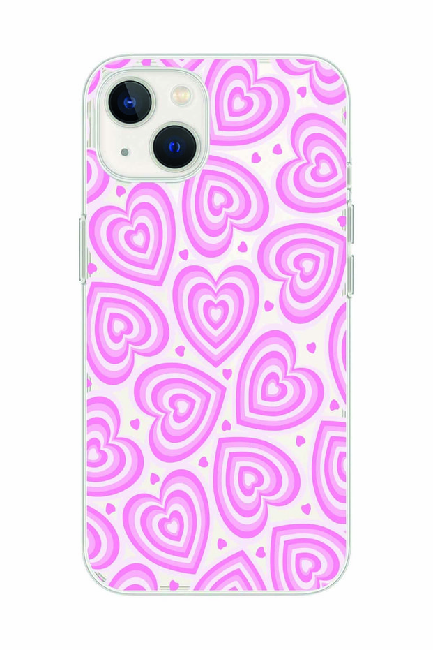 Heart Patterned Transparent Phone Case Compatible with iPhone 13