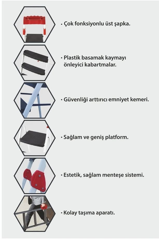 Profesyonel A Kalite Alüminyum Sekmen Lüks 4 Basamaklı Merdiven 3+1 - 5