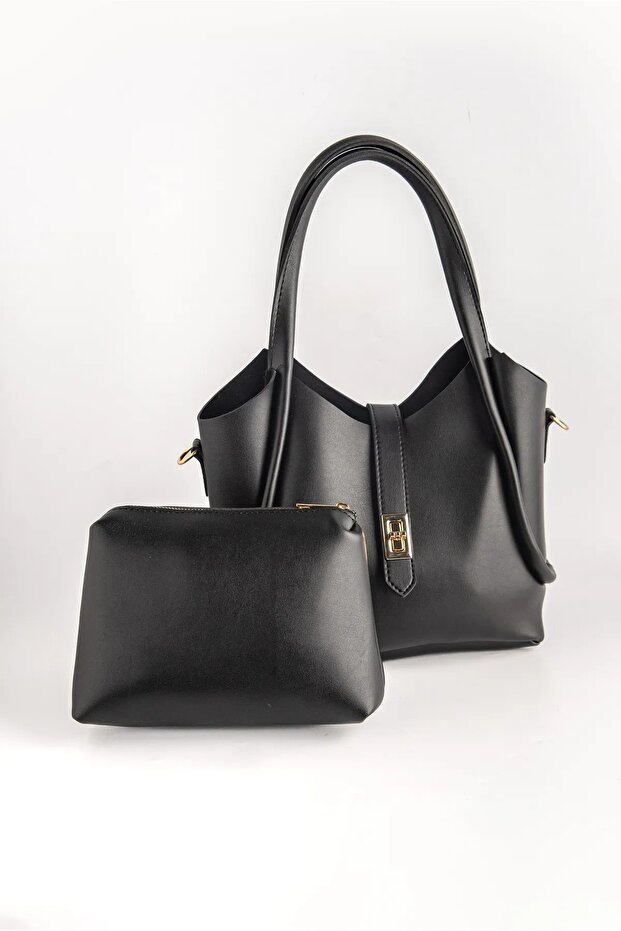 Women's Makeup Bag (Cut) Cross Strap Shoulder Bag with Lock Closure Detail