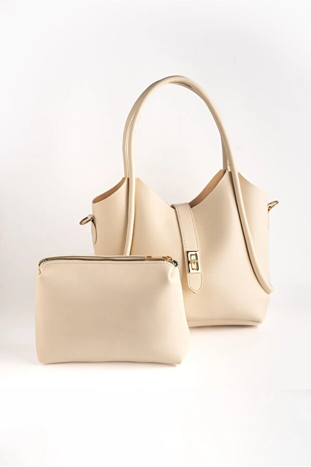 Women's Makeup Bag (Cut) Cross Strap Shoulder Bag with Lock Closure Detail