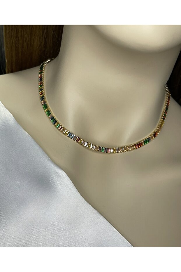 Colorful Stone Waterway Steel Necklace