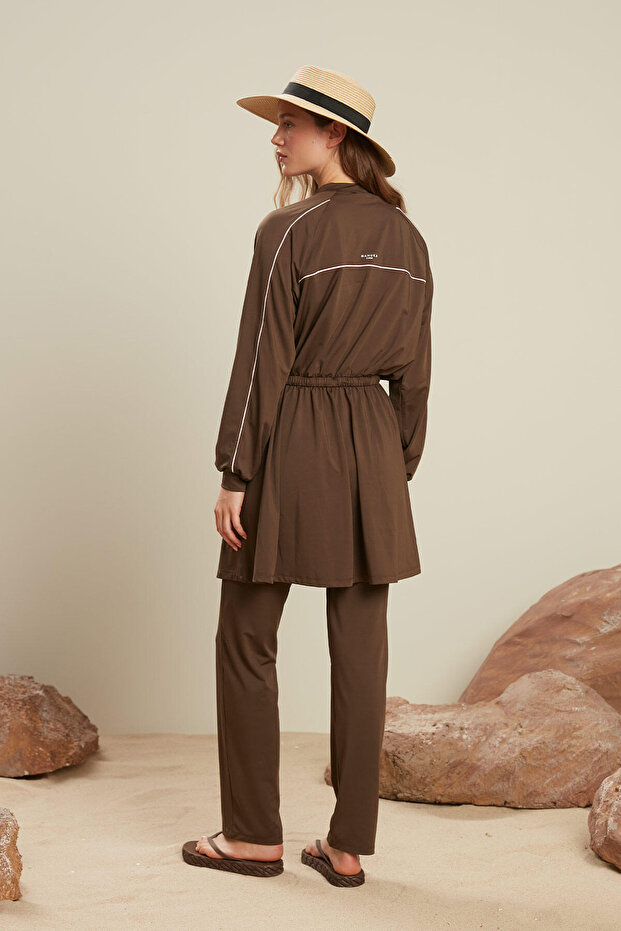 EGYENES LÁBÚ HIJAB FÜRDŐRUHA NADRÁG BARNA - 8