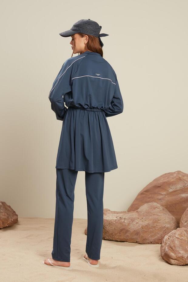 EGYENES LÁBÚ HIJAB FÜRDŐRUHA NAVY BLUE - 8