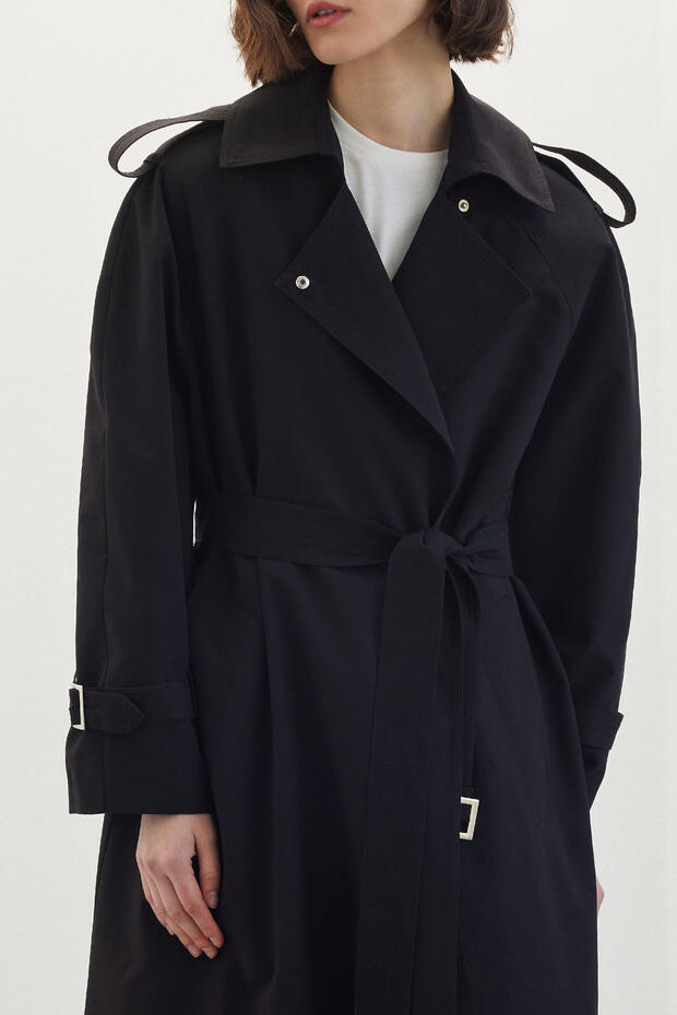 PÁSOVÝ DRESS TRENCH COAT ČERNÝ - 3