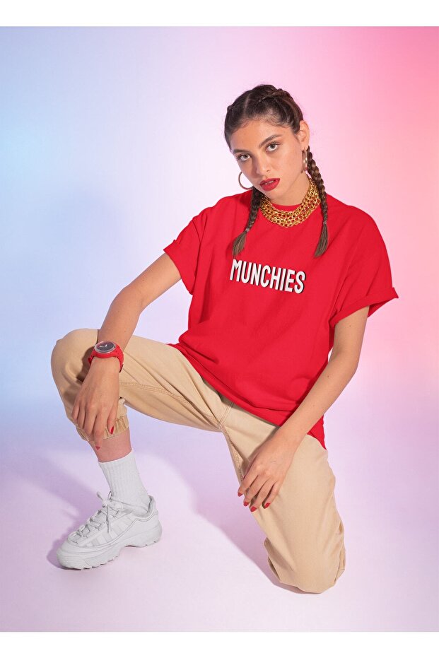 Munchies - Red Unisex Oversize T-shirt