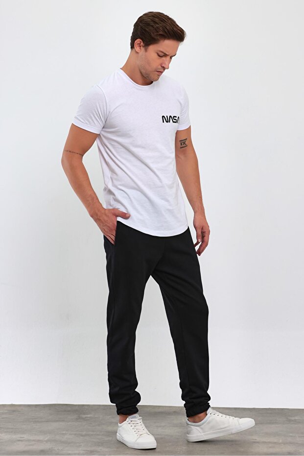 Men's Black Sweatpants with Elastic Legs
