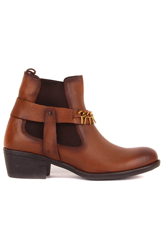 - Tan Leather Women's Boots Without Zipper 105-5008-Venus