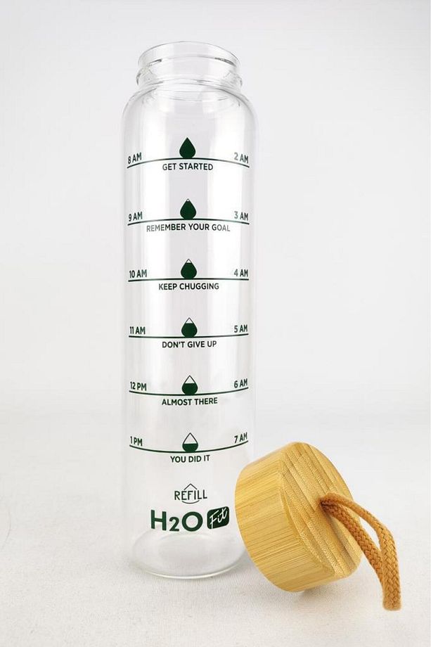 H2o Fit Bambu Kapaklı Cam Matara 1000 ml - H2o75992 C1-1-18 - 4