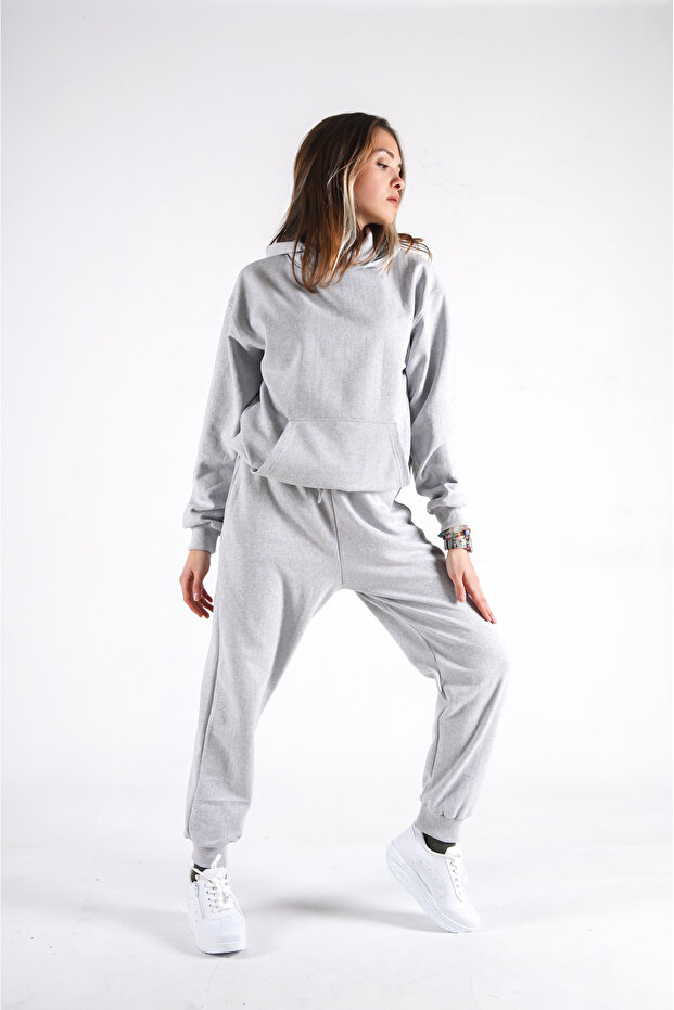 Set de trening oversize simplu cu glugă - 1