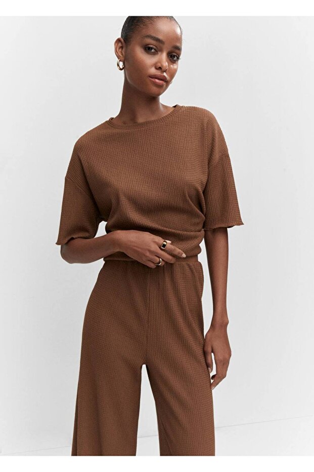 Dokuma culotte pantolon - 5