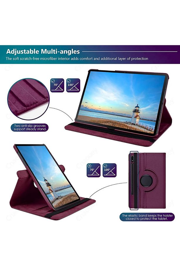 Samsung Galaxy Tab S9 Fe Plus 12.4 inç Sm-X610 Kılıf 360 Dönen Kapaklı Standlı Tablet ve Kalem Set - 3