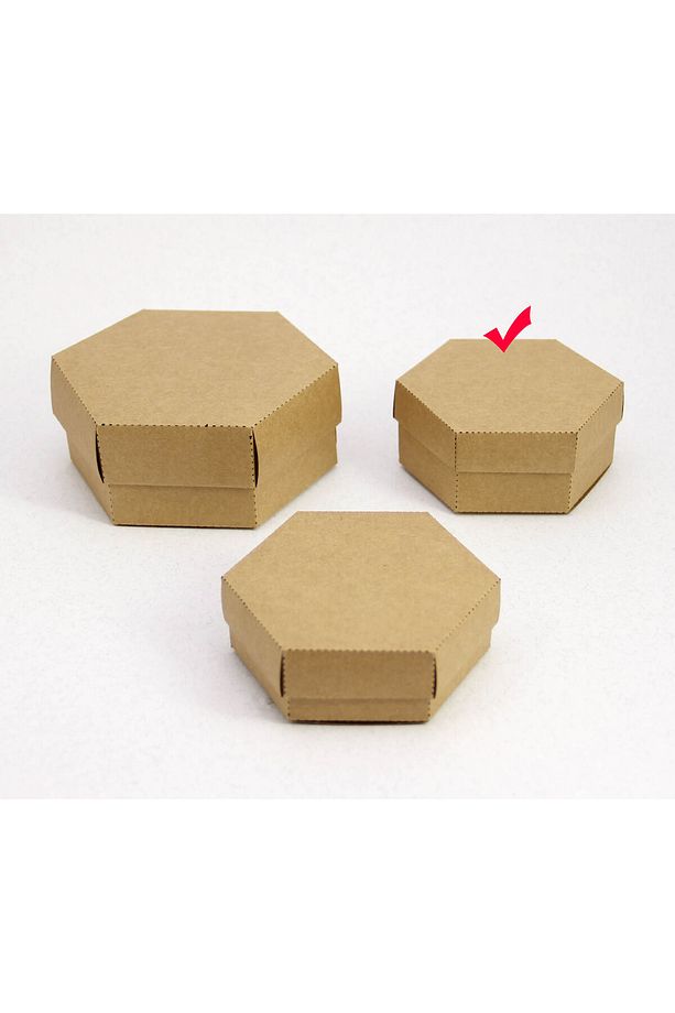 10 x 9 x 4 cm Altıgen Kapaklı Kraft Karton Kutu - 25 Adet - 5