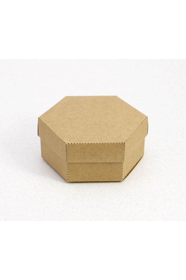 10 x 9 x 4 cm Altıgen Kapaklı Kraft Karton Kutu - 25 Adet - 3