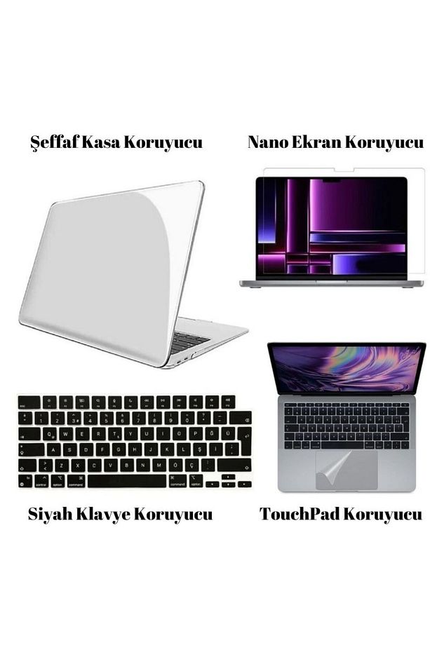 Apple Macbook Air 13.3 M1 2020 Kılıf 360 Derece Full Korumalı 4'lü Set A1932/a2179/a2337 - 1