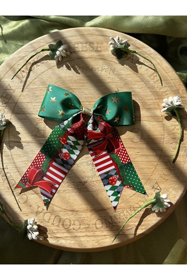 Christmas christmas theme gilded red green ribbon clip buckle