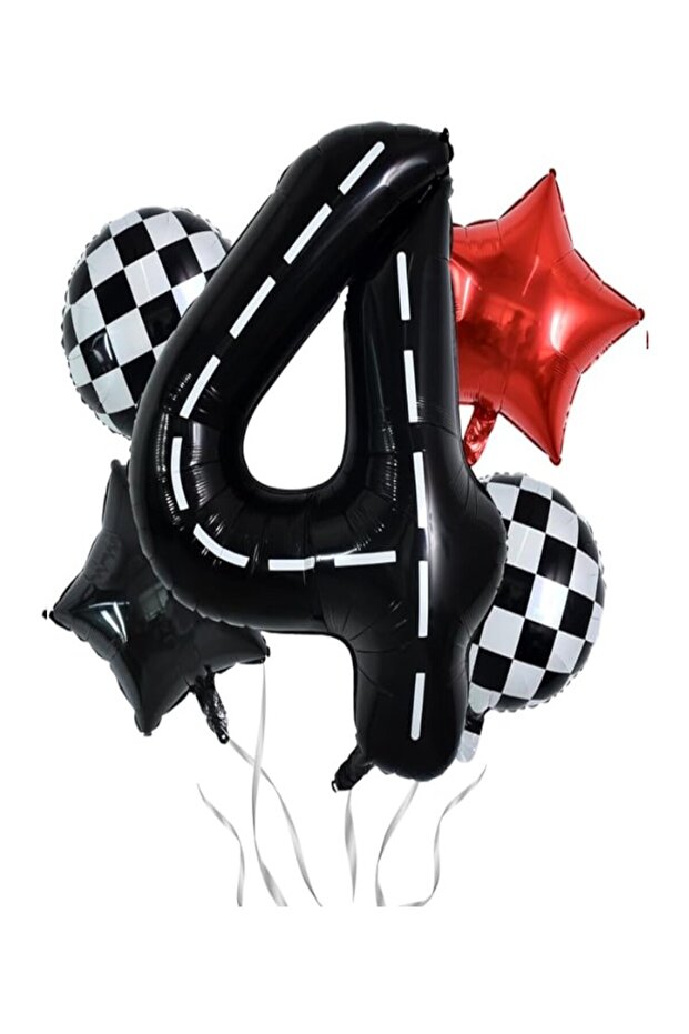 Car Birthday Balloon Set Figure Balloon Set 5 Pieces Car Birthday Concept