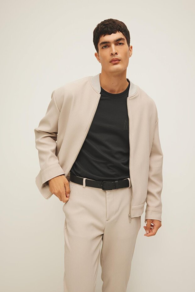 Relax Fit College Collar Bomber Lined Coat B2272ax23au