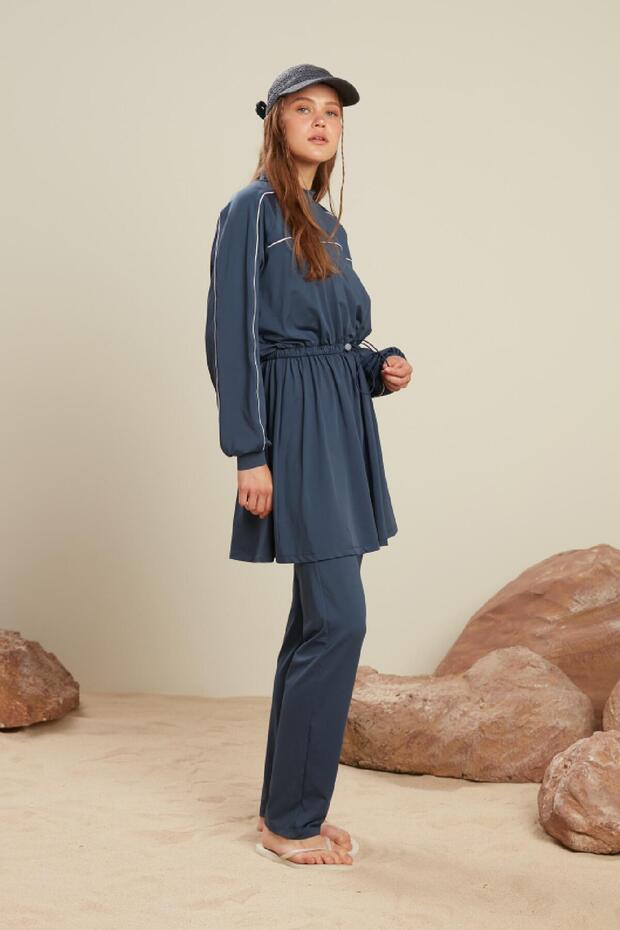 EGYENES LÁBÚ HIJAB FÜRDŐRUHA NAVY BLUE - 7