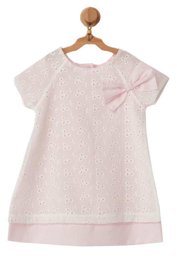 Baby Girl Ribbon Embossed Pink Dress Ac22509