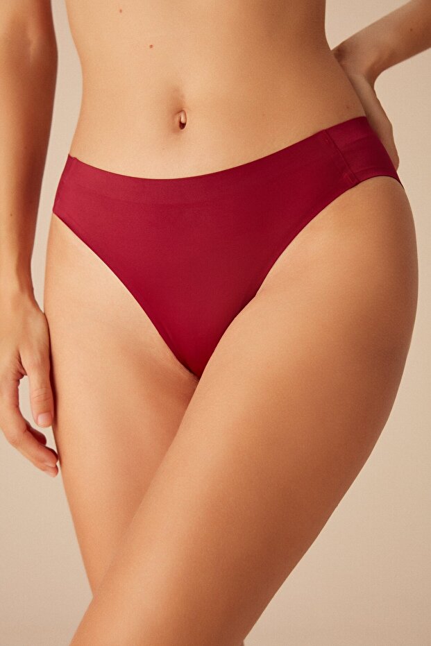 Laser Cut Seamless Slip Panties - Bordo