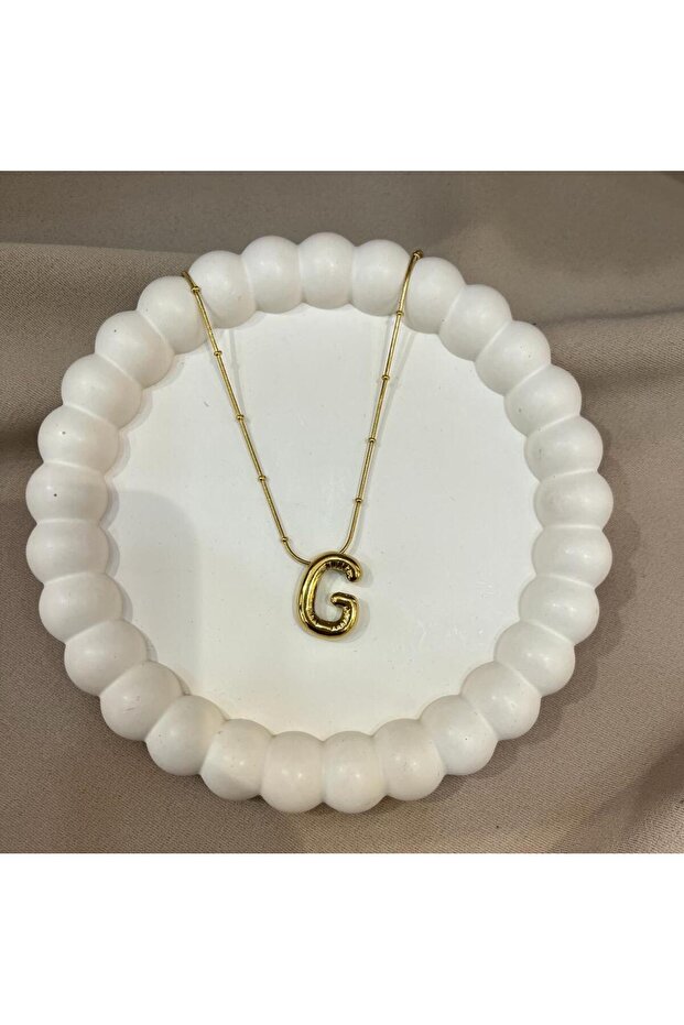 Steel Huge Balloon Letter Necklace