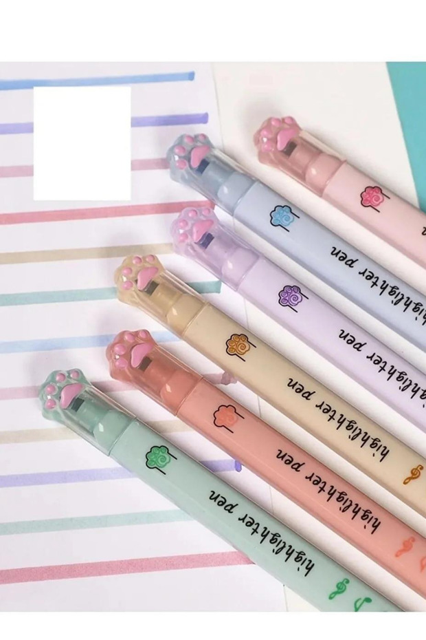 Çift Taraflı Pati Şekilli Fosforlu Kalem Seti - 2