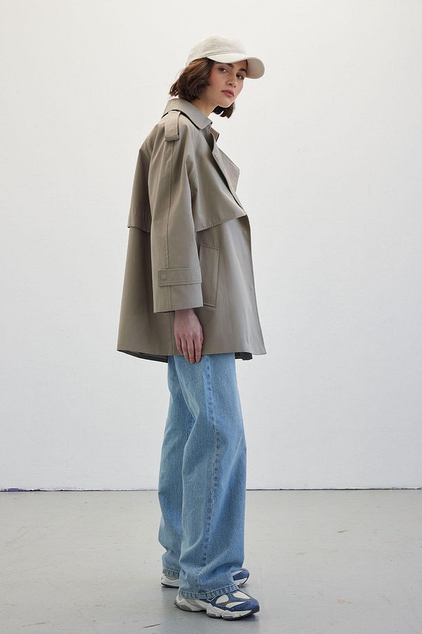 OVERSIZE KISA TRENÇKOT ÇAĞLA - 5