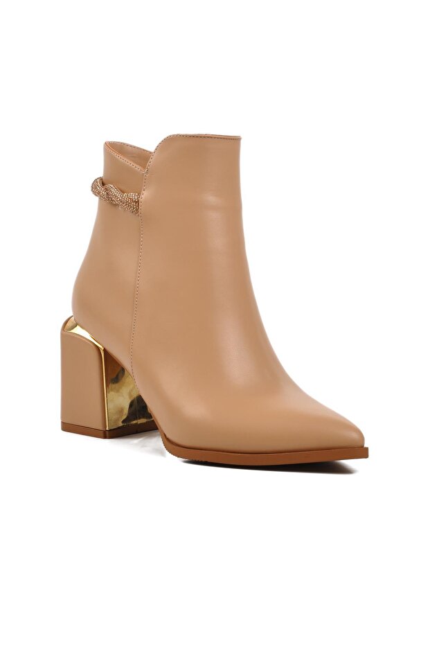 248029 Nude Women's Heeled Boots with Fleece Inside